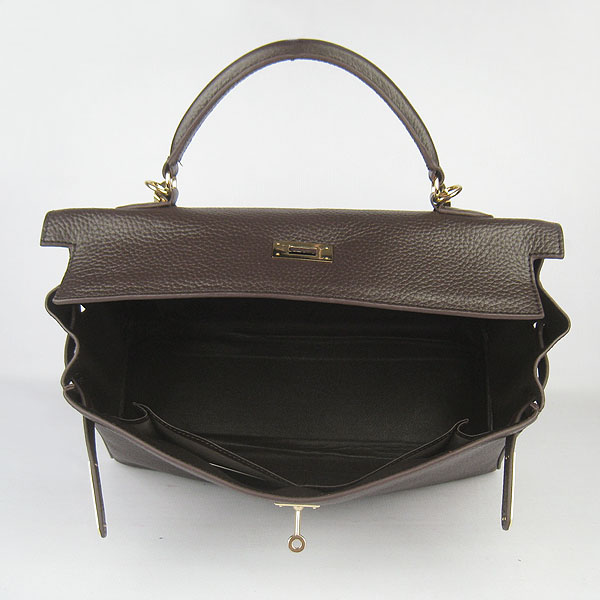 High Quality Hermes Kelly 35cm Togo Leather Bag Dark Coffee 6308